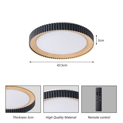 Brilagi - NEXO Dimmable LED Ceiling Light LED/48W/230V 3000-6000K Black diam. 43 cm + Remote Control