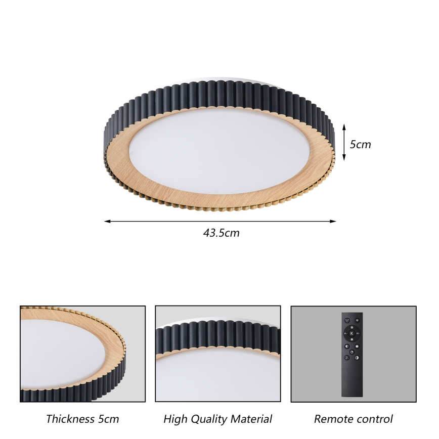 Brilagi - NEXO Dimmable LED Ceiling Light LED/48W/230V 3000-6000K Black diam. 43 cm + Remote Control