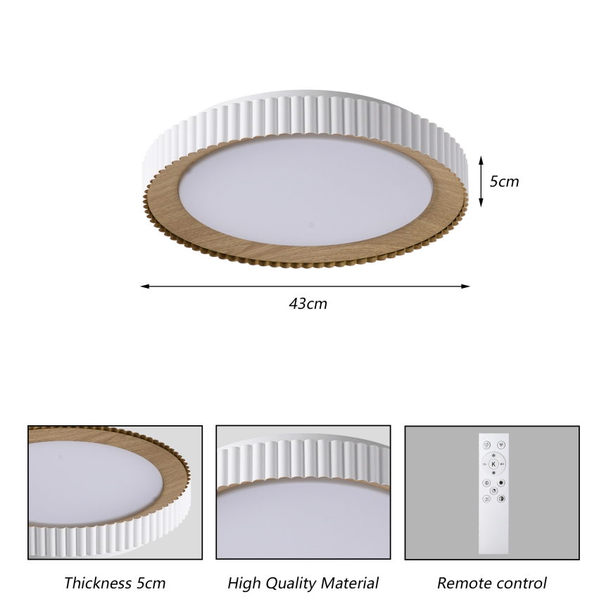 Brilagi - Dimmable LED Ceiling Light NEXO LED/48W/230V 3000-6000K White Ø 43 cm + Remote Control
