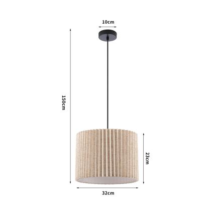 Brilagi - NORDIC WAVE Cable Pendant Light 1xE27/15W/230V Ø 32 cm Linen/Black