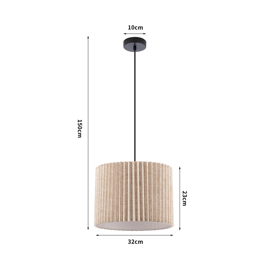 Brilagi - NORDIC WAVE Cable Pendant Light 1xE27/15W/230V Ø 32 cm Linen/Black