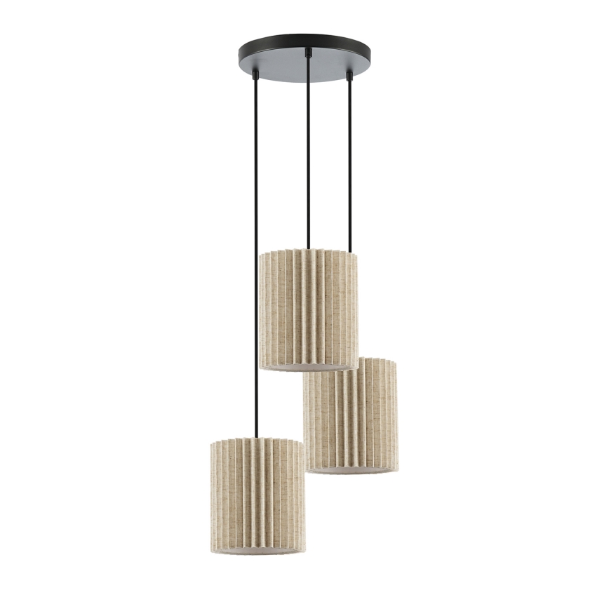 Brilagi - NORDIC WAVE Pendant Light on Cable 3xE27/15W/230V Ø 38 cm linen/black