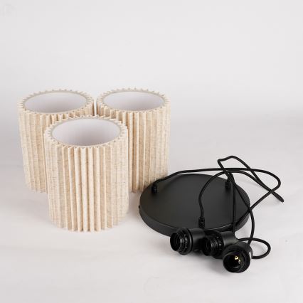 Brilagi - NORDIC WAVE Pendant Light on Cable 3xE27/15W/230V Ø 38 cm linen/black
