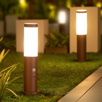 Brilagi - NOVA Outdoor Lamp with Sensor 1x E27/15W/230V, 40 cm, IP44, Brown