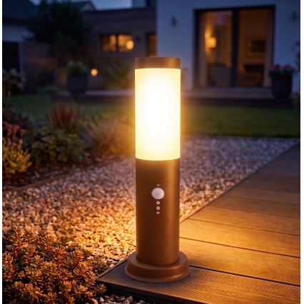 Brilagi - NOVA Outdoor Lamp with Sensor, 1xE27/15W/230V, 40 cm, IP44, Brown