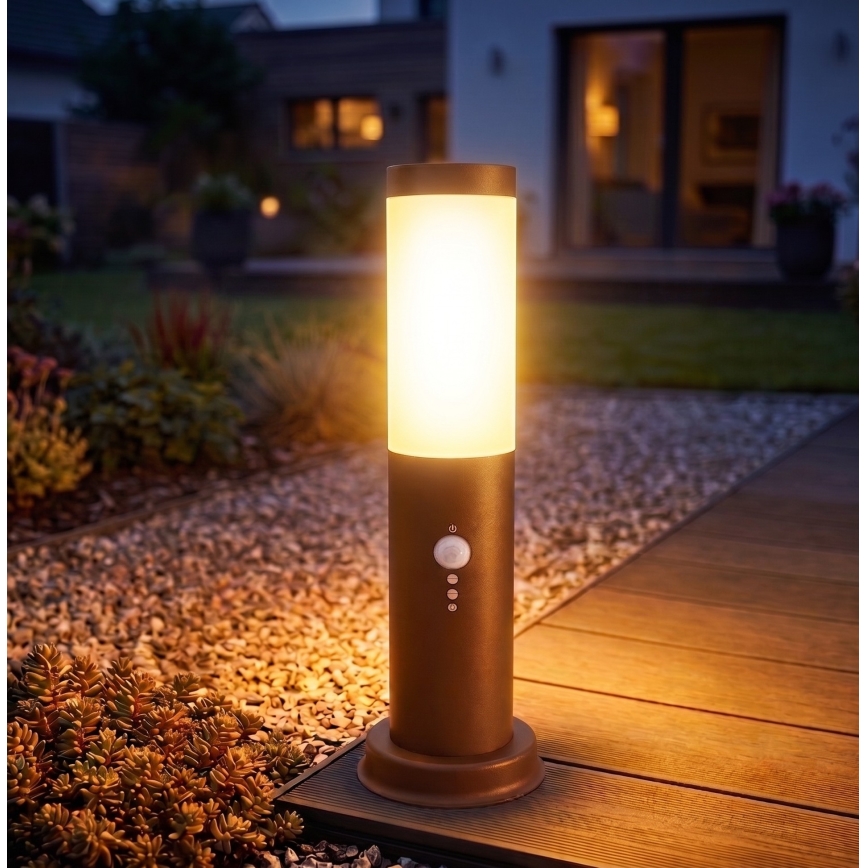 Brilagi - NOVA Outdoor Lamp with Sensor, 1xE27/15W/230V, 40 cm, IP44, Brown