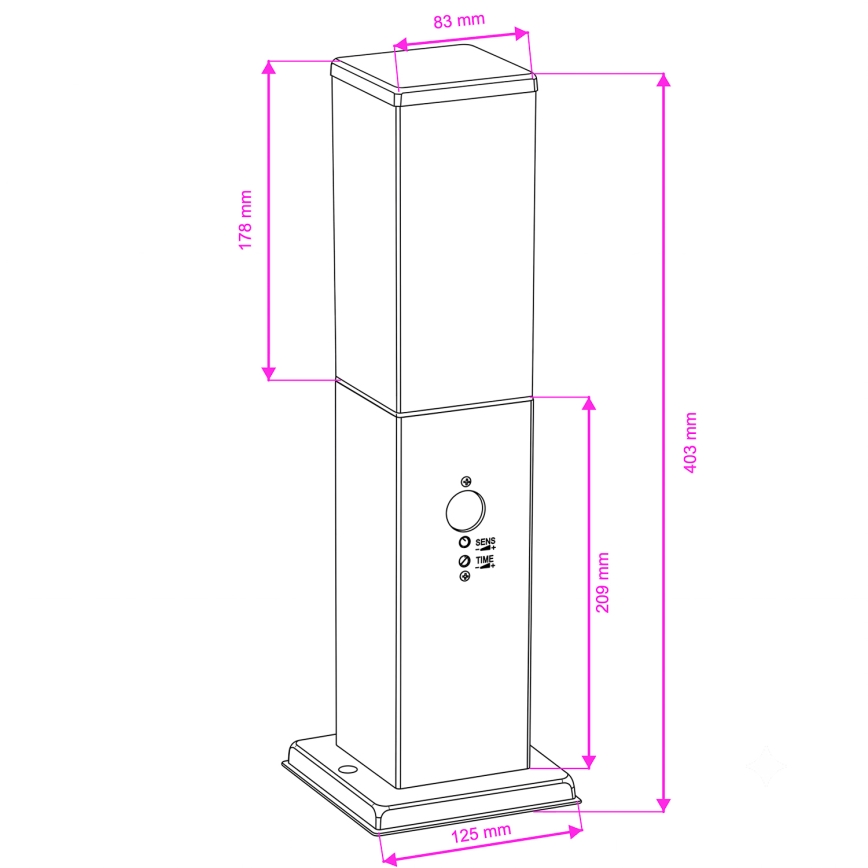 BRILAGI - NOVA Outdoor Sensor Lamp 1x E27/15W/230V, 40 cm, IP44, Anthracite