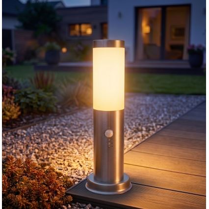 Brilagi - NOVA Outdoor Sensor Lamp 1xE27/15W/230V 40 cm IP44 Matte Chrome