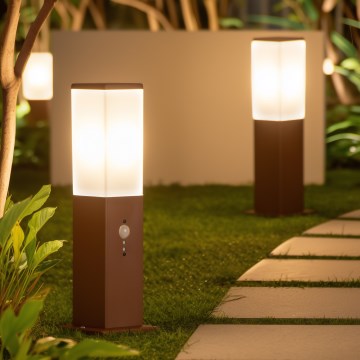Brilagi - NOVA Outdoor Sensor Lamp 1×E27/15W/230V, 40 cm, IP44, Brown