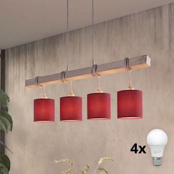 BRILAGI - NUBILA LED Cable Chandelier 4xE27/60W/230V gray/Pompeian red