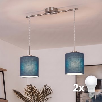 Brilagi - NUBILA LED cable pendant 2xE27/60W/230V dark blue