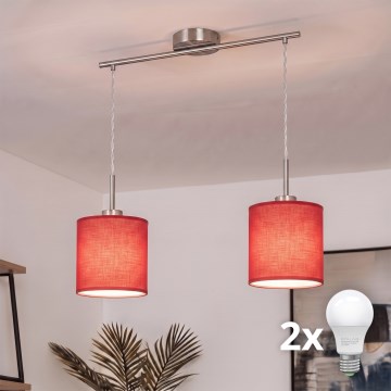 Brilagi - NUBILA LED Cable Pendant 2xE27/60W/230V Red