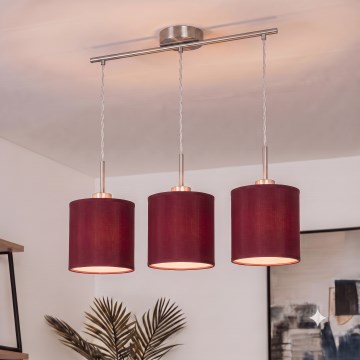 Brilagi - NUBILA LED cable pendant, 3xE27/60W/230V, Pompeian Red