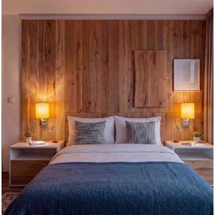 Brilagi - LED Flexible Wall Light NUBILA 1xE27/25W/230V + LED/3W Matte Chrome/Orange