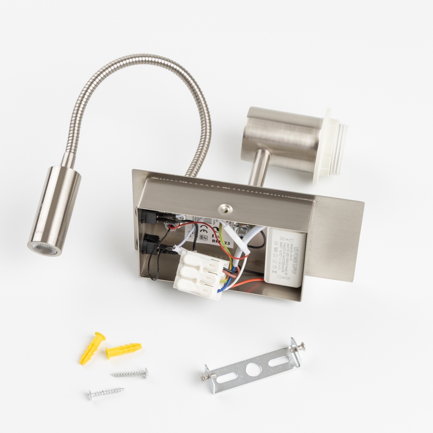 Brilagi - LED Flexible Wall Light NUBILA 1xE27/25W/230V + LED/3W Matte Chrome/Orange