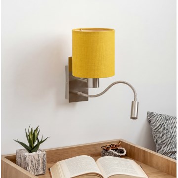 Brilagi - NUBILA LED Flexible Wall Lamp 1xE27/25W/230V + LED/3W matte chrome/yellow