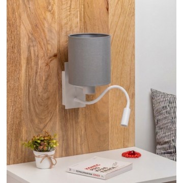 Brilagi - NUBILA LED Flexible Wall Lamp 1xE27/25W/230V + LED/3W white/light grey