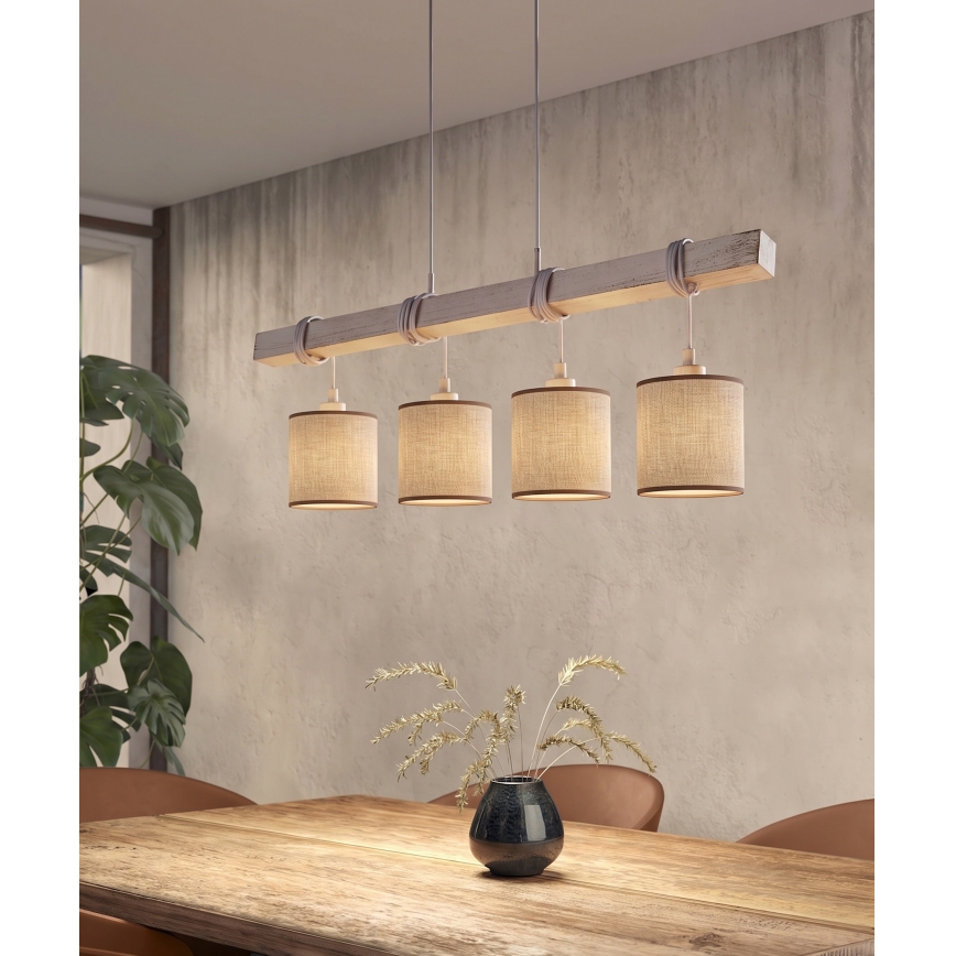 BRILAGI - NUBILA LED Pendant on Cable 4xE27/60W/230V Gray/Brown