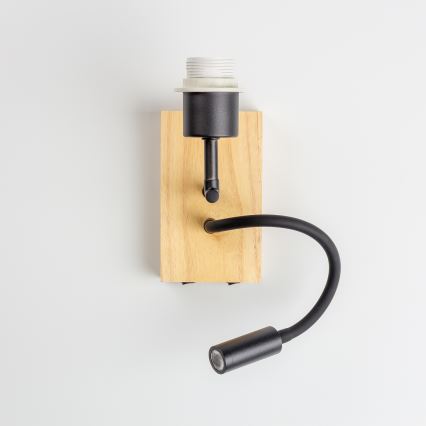 Brilagi - NUBILA WOOD LED Flexible Wall Light 1xE27/25W/230V + LED/3W oak/black/orange