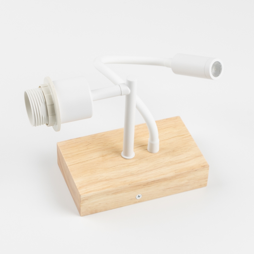 Brilagi - LED Flexible Wall Lamp NUBILA WOOD 1xE27/25W/230V + LED/3W oak/white/orange