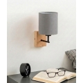Brilagi - NUBILA WOOD Wall Lamp 1xE27/25W/230V Oak/Black/Light Gray