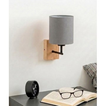 Brilagi - NUBILA WOOD Wall Lamp 1xE27/25W/230V Oak/Black/Light Gray