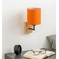 Brilagi - NUBILA WOOD Wall Lamp 1xE27/25W/230V Oak/Black/Orange