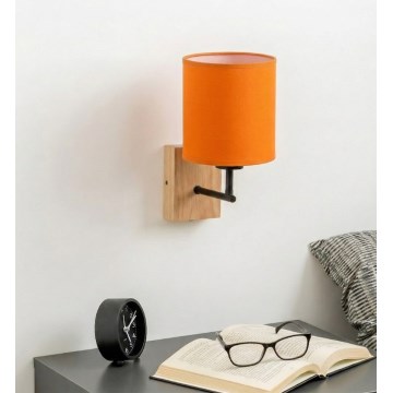 Brilagi - NUBILA WOOD Wall Lamp 1xE27/25W/230V Oak/Black/Orange