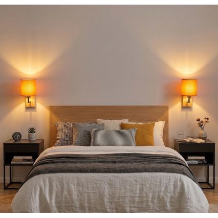 Brilagi - NUBILA WOOD Wall Lamp 1xE27/25W/230V Oak/Black/Orange