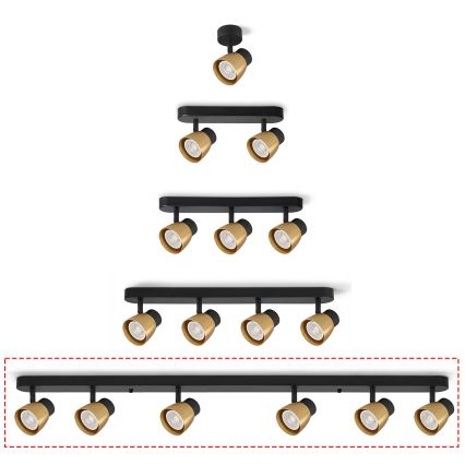 Brilagi - NUGGET 6x GU10/30W/230V Spotlight Black/Gold