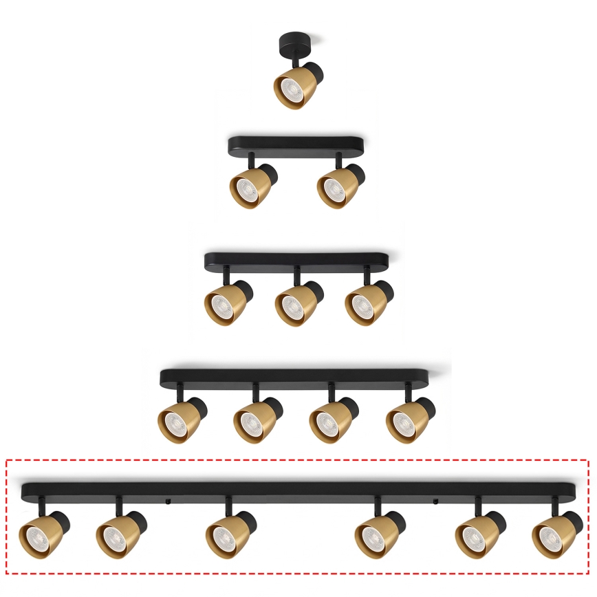 Brilagi - NUGGET 6x GU10/30W/230V Spotlight Black/Gold
