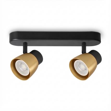 Brilagi - LED RGBW Dimmable Spotlight NUGGET 2xGU10/4,8W/230V 3000K Black/Gold + Remote Control
