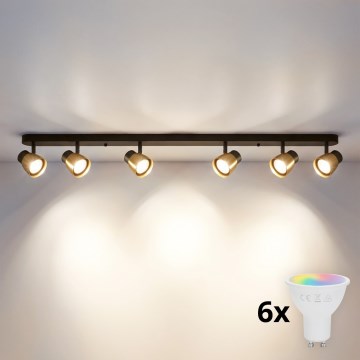 Brilagi - NUGGET LED RGBW Dimmable Spotlight 6xGU10/6.5W/230V 2700-6500K Wi-Fi Black/Gold