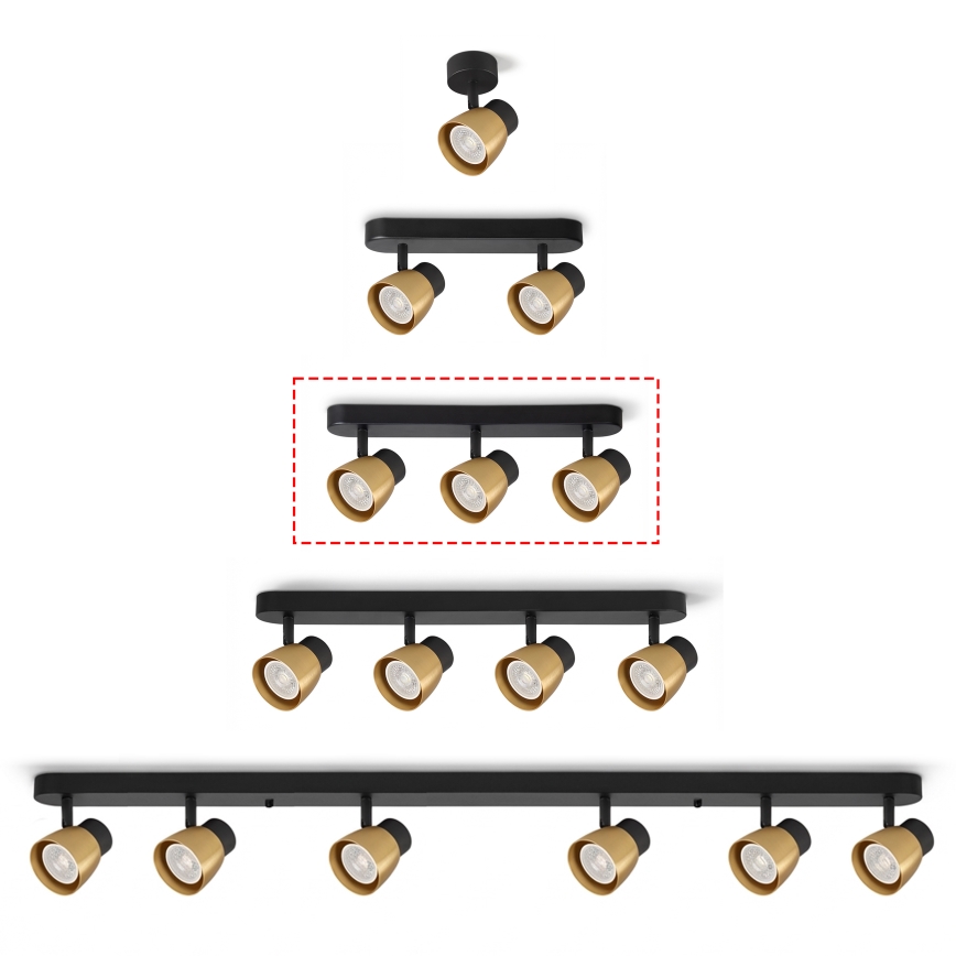 Brilagi - NUGGET LED RGBW Dimmable Triple Spotlight 3x GU10/6W/230V Black/Gold