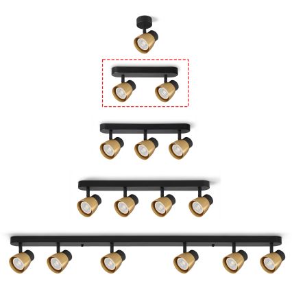 Brilagi - NUGGET Spotlight 2xGU10/30W/230V Black/Gold