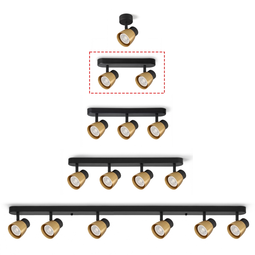 Brilagi - NUGGET Spotlight 2xGU10/30W/230V Black/Gold