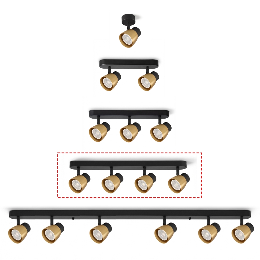 Brilagi - NUGGET Spotlight 4xGU10/30W/230V Black/Gold