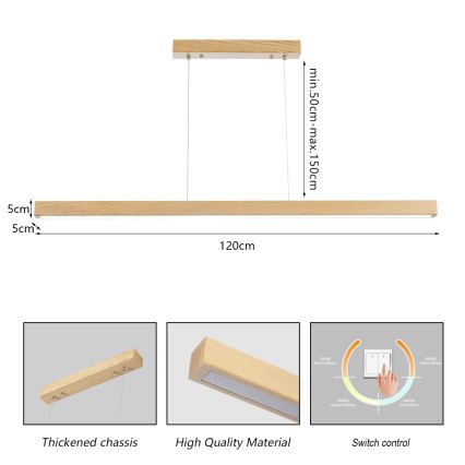 Brilagi - OAK LED Cable Pendant Light 30W/230V 3000/4500/6000K Oak finish
