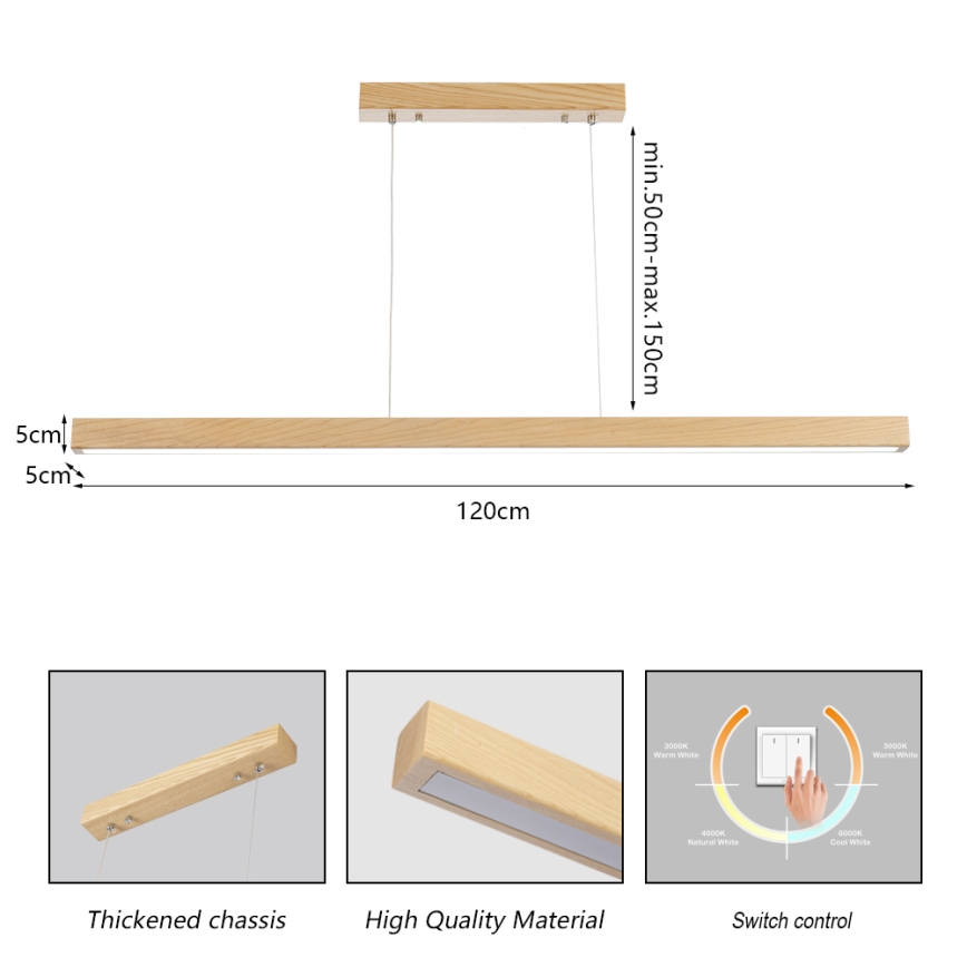 Brilagi - OAK LED Cable Pendant Light 30W/230V 3000/4500/6000K Oak finish