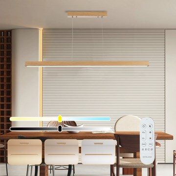 Brilagi - OAK SMART LED Dimmable Cable Pendant Light / 30W / 230V / Wi‑Fi Tuya – Oak Finish + Remote Control