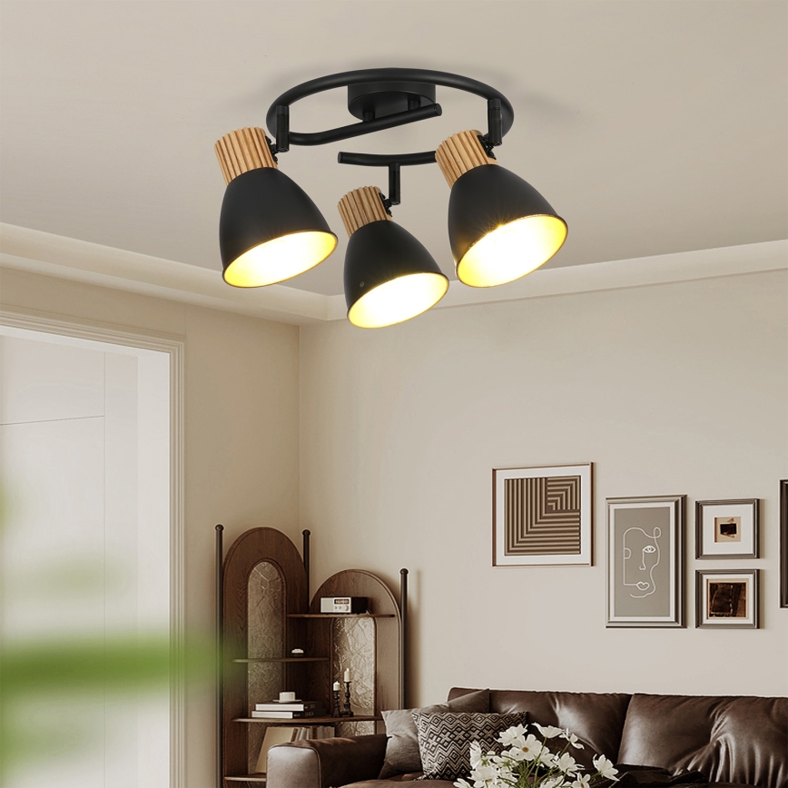 Brilagi - ODENSE 3-Light Spotlight 3xE14/10W/230V, Rubberwood/Black