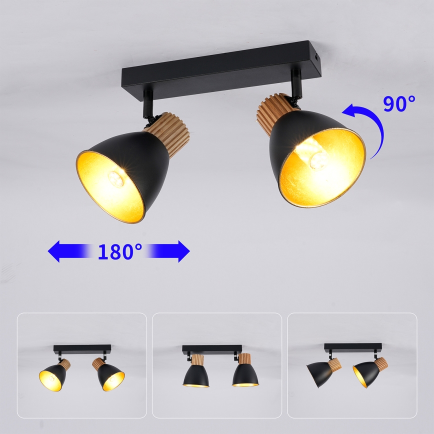 Brilagi - ODENSE spotlight 2x E14/10W/230V rubberwood/black