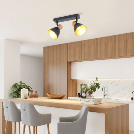 Brilagi - ODENSE spotlight 2x E14/10W/230V rubberwood/black