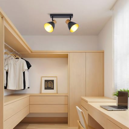 Brilagi - ODENSE spotlight 2x E14/10W/230V rubberwood/black