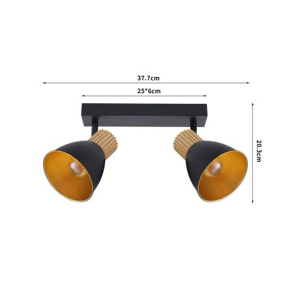 Brilagi - ODENSE spotlight 2x E14/10W/230V rubberwood/black