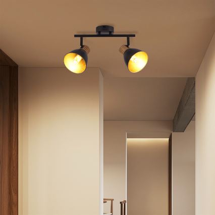 Brilagi - ODENSE Spotlight 2x E14/10W/230V Wood/Black