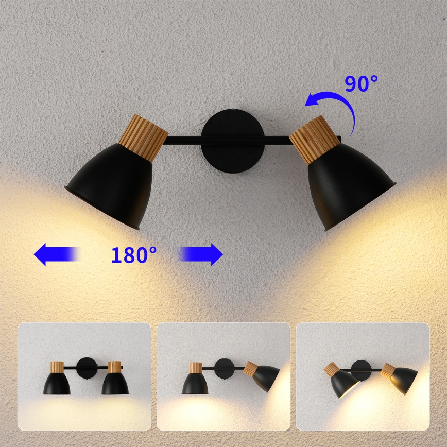 Brilagi - ODENSE Spotlight 2xE14/10W/230V Rubberwood/Black