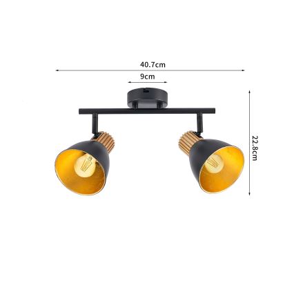 Brilagi - ODENSE Spotlight 2xE14/10W/230V Rubberwood/Black