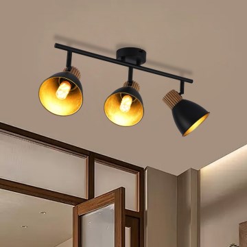 Brilagi - ODENSE spotlight 3xE14/10W/230V rubberwood/black