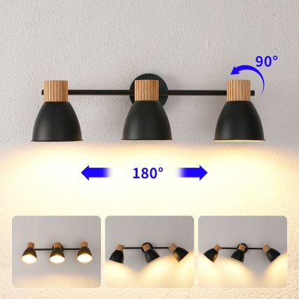 Brilagi - ODENSE spotlight 3xE14/10W/230V rubberwood/black